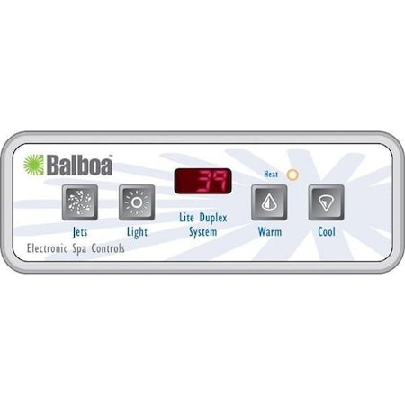 Balboa 11448 Duplex 4-Button Spa Side Overlay For 54130 - Temperature Control; Light; Jets; Blower